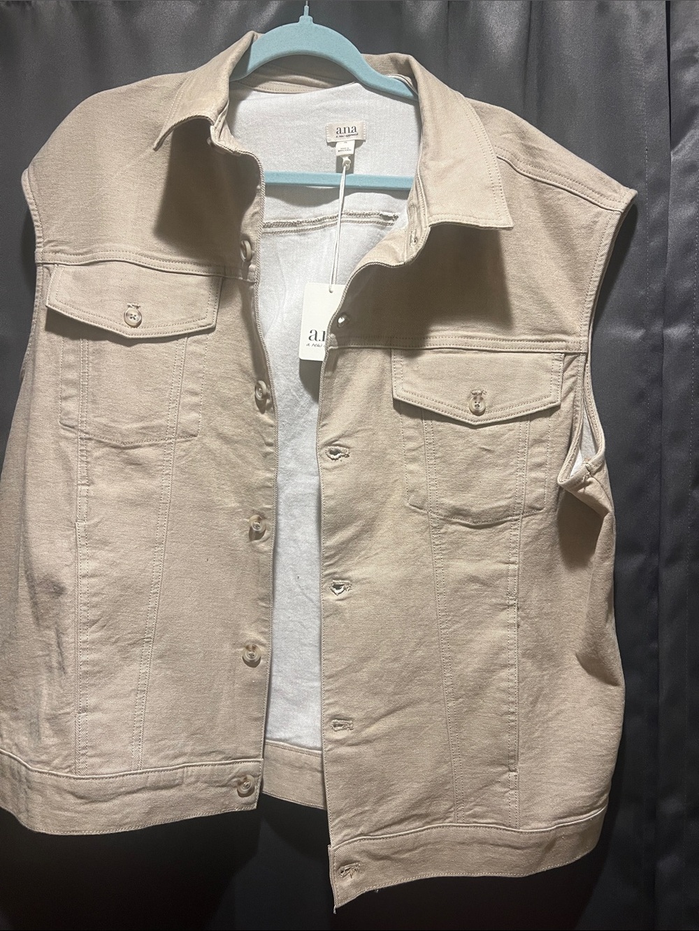 a.n.a Tan Sleeveless Denim-Style Vest